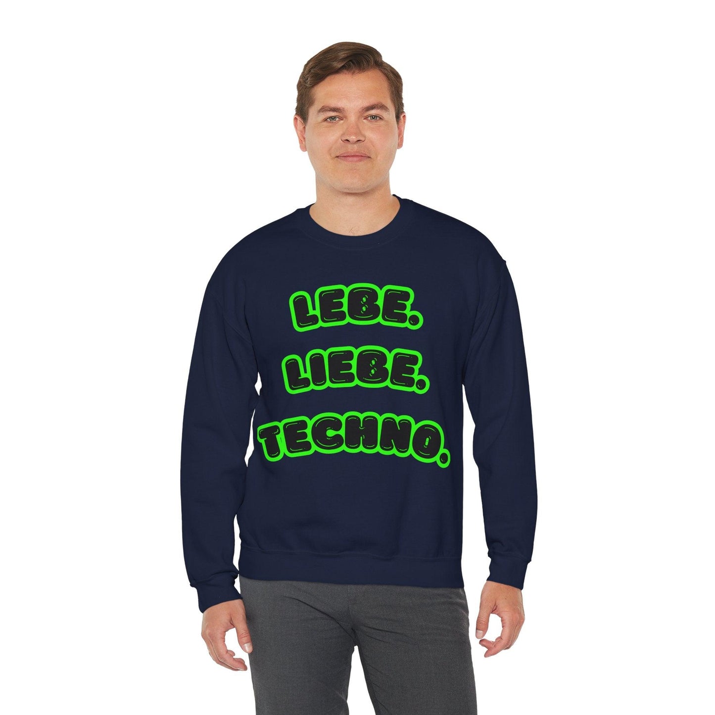 Techno Love Unisex Sweatshirt - Bassline Merch Slogan Grün Design
