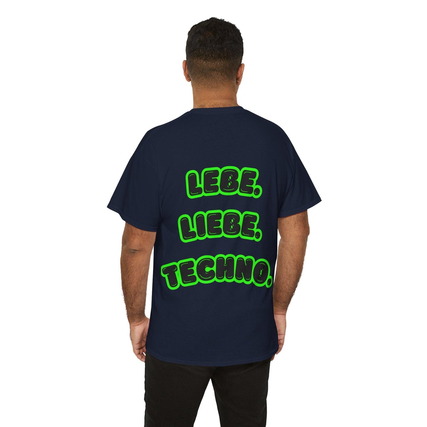 Techno Love Unisex Fan T-Shirt - Bassline Merch Slogan Grün Design