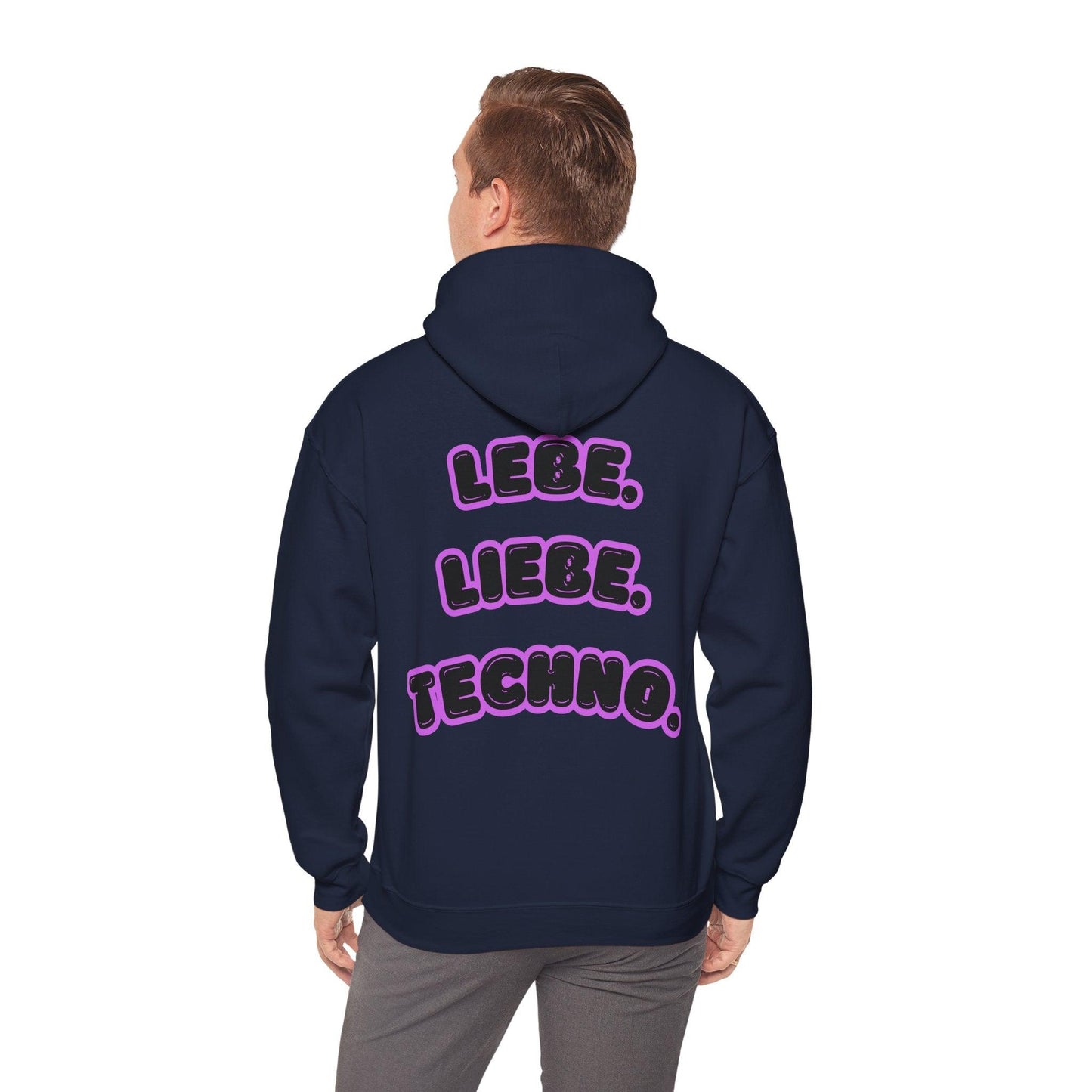 Techno Love Unisex Hoodie - Bassline Merch Slogan Lila Design