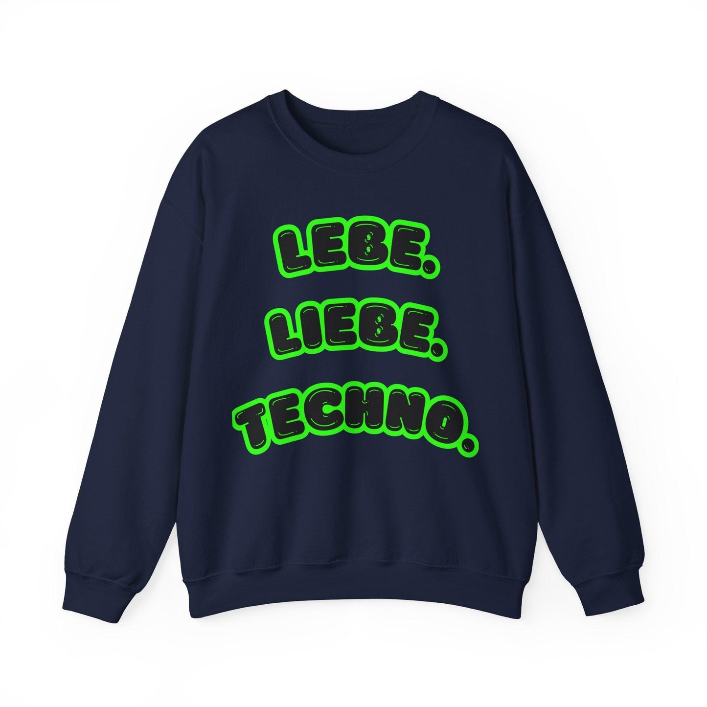 Techno Love Unisex Sweatshirt - Bassline Merch Slogan Grün Design