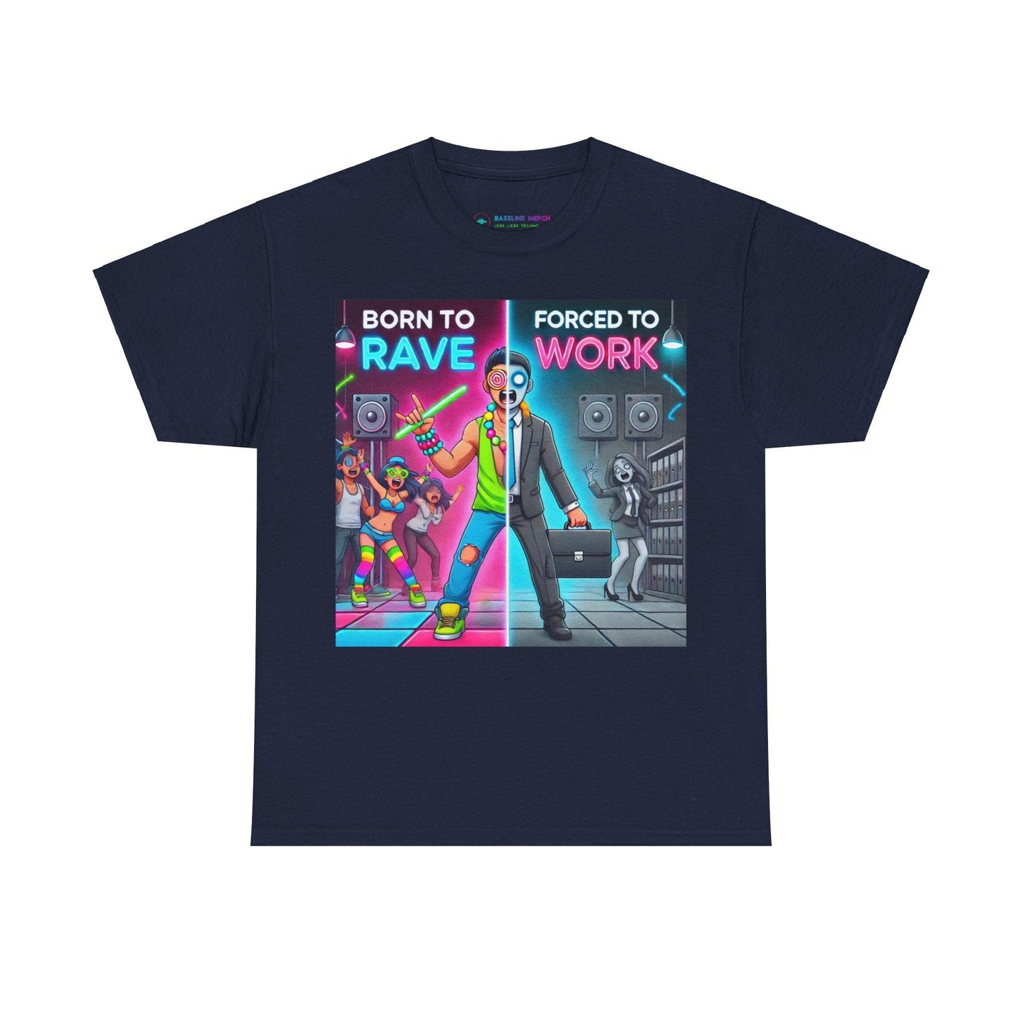 Techno Grafik Unisex T-Shirt - Rave vs Work Split