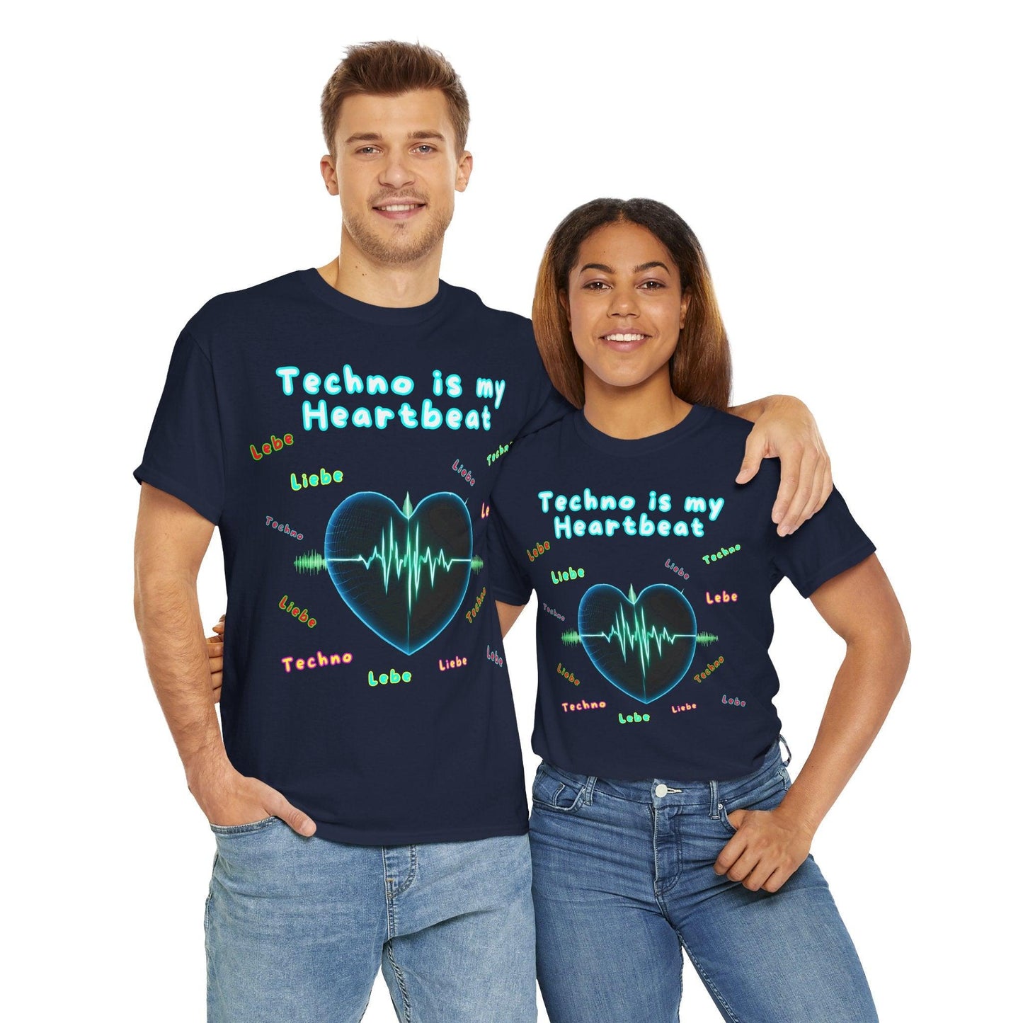 Techno Herzschlag Unisex T-Shirt - Neon Heart Design