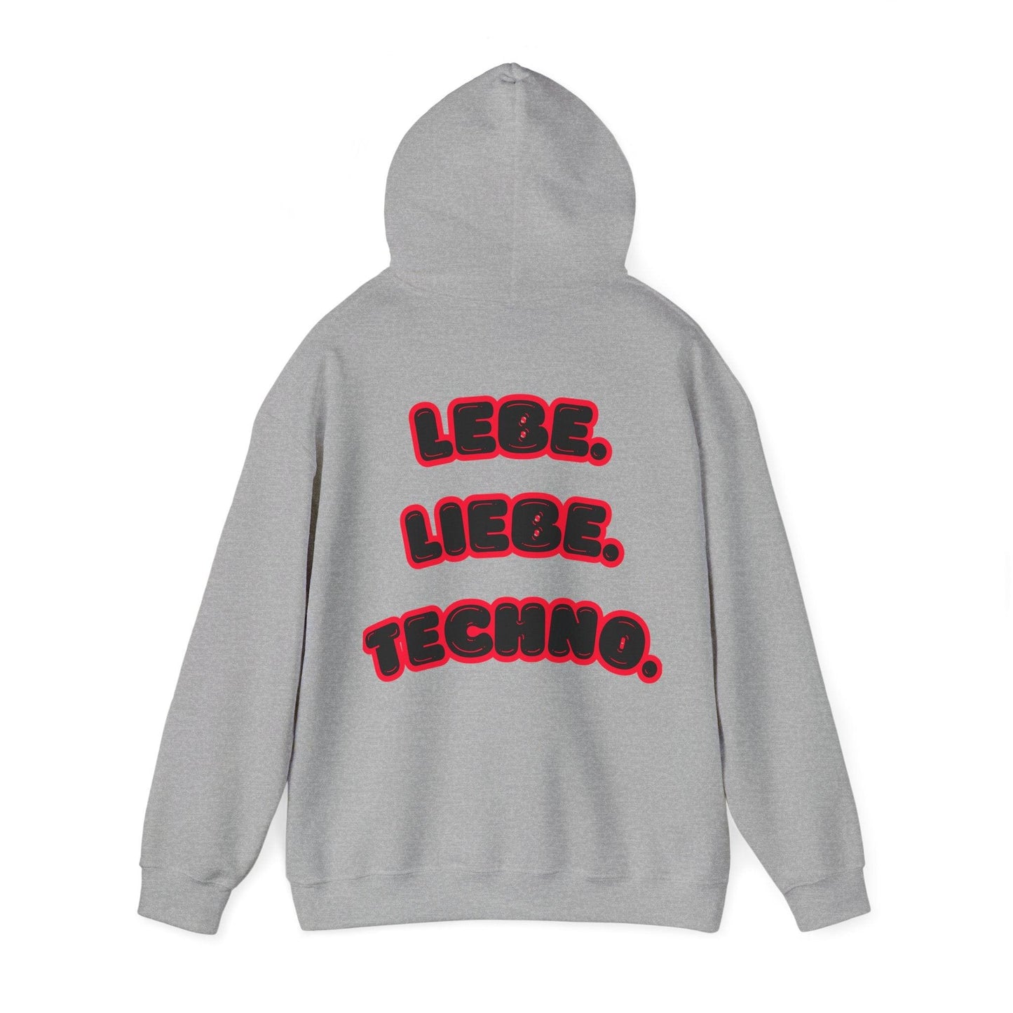 Techno Love Unisex Hoodie - Bassline Merch Slogan Rot Design