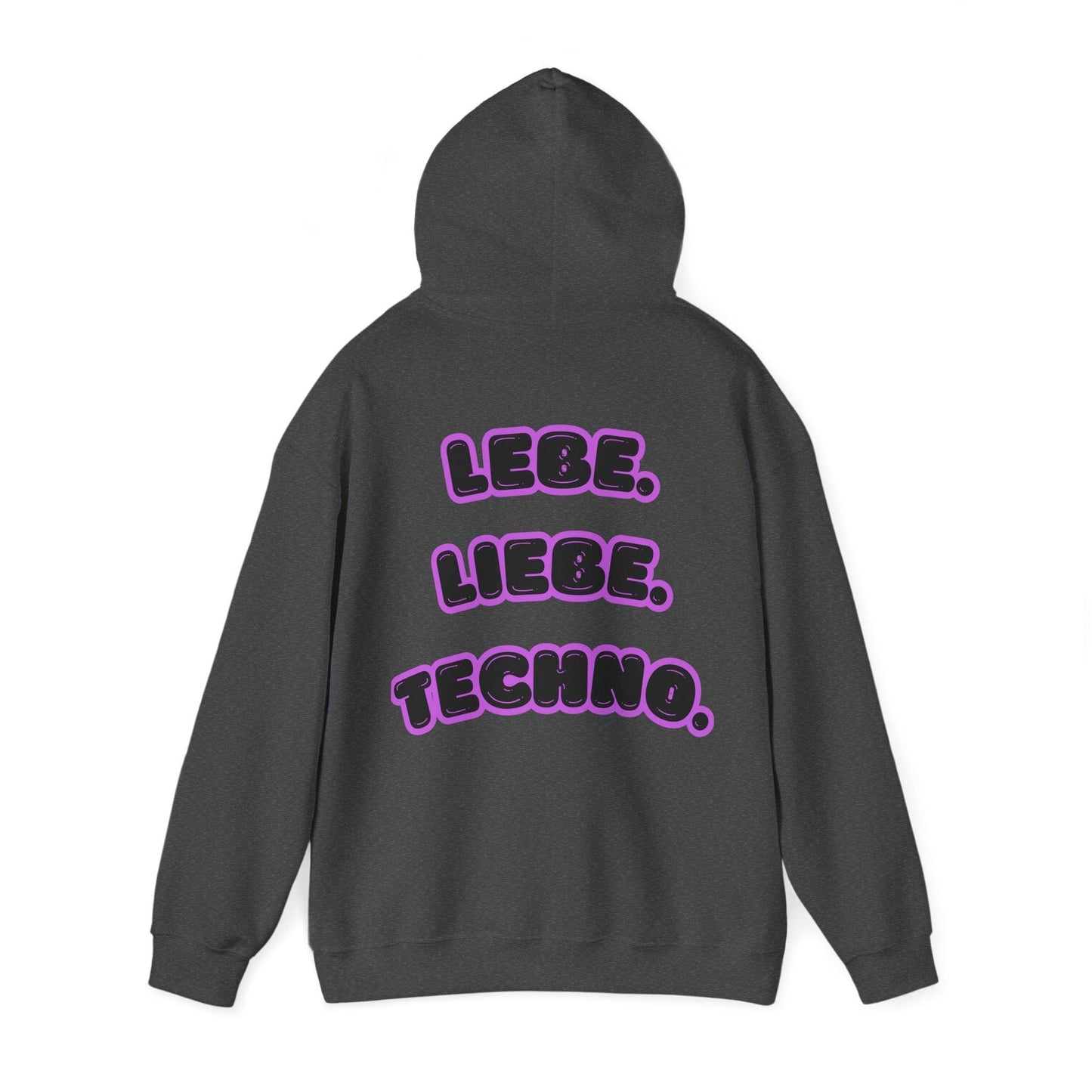 Techno Love Unisex Hoodie - Bassline Merch Slogan Lila Design
