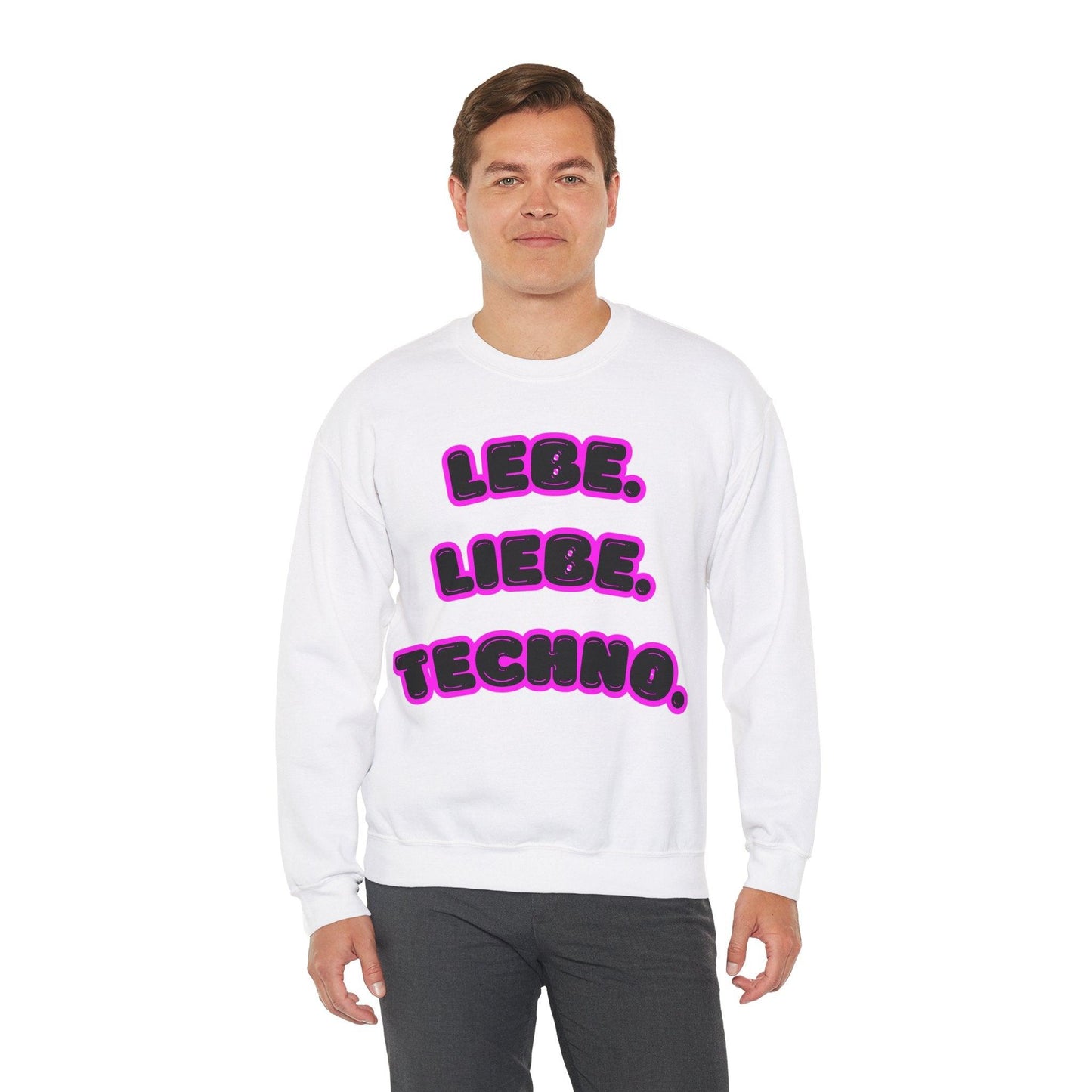 Techno Love Unisex Sweatshirt - Bassline Merch Slogan Pink Design