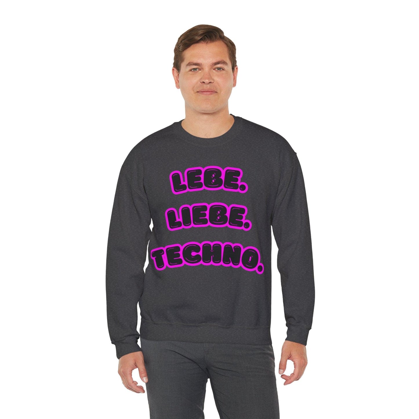 Techno Love Unisex Sweatshirt - Bassline Merch Slogan Pink Design