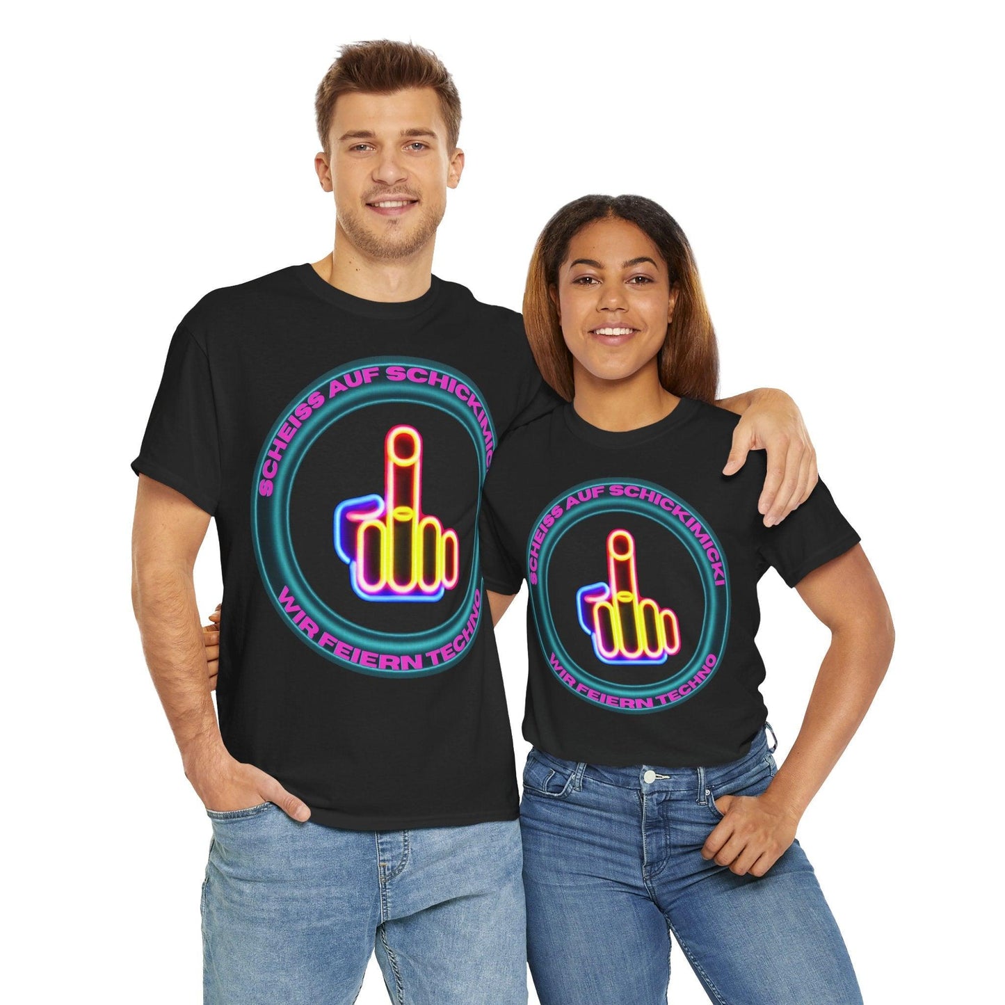 Techno Rave Neon Mittelfinger Unisex T-Shirt