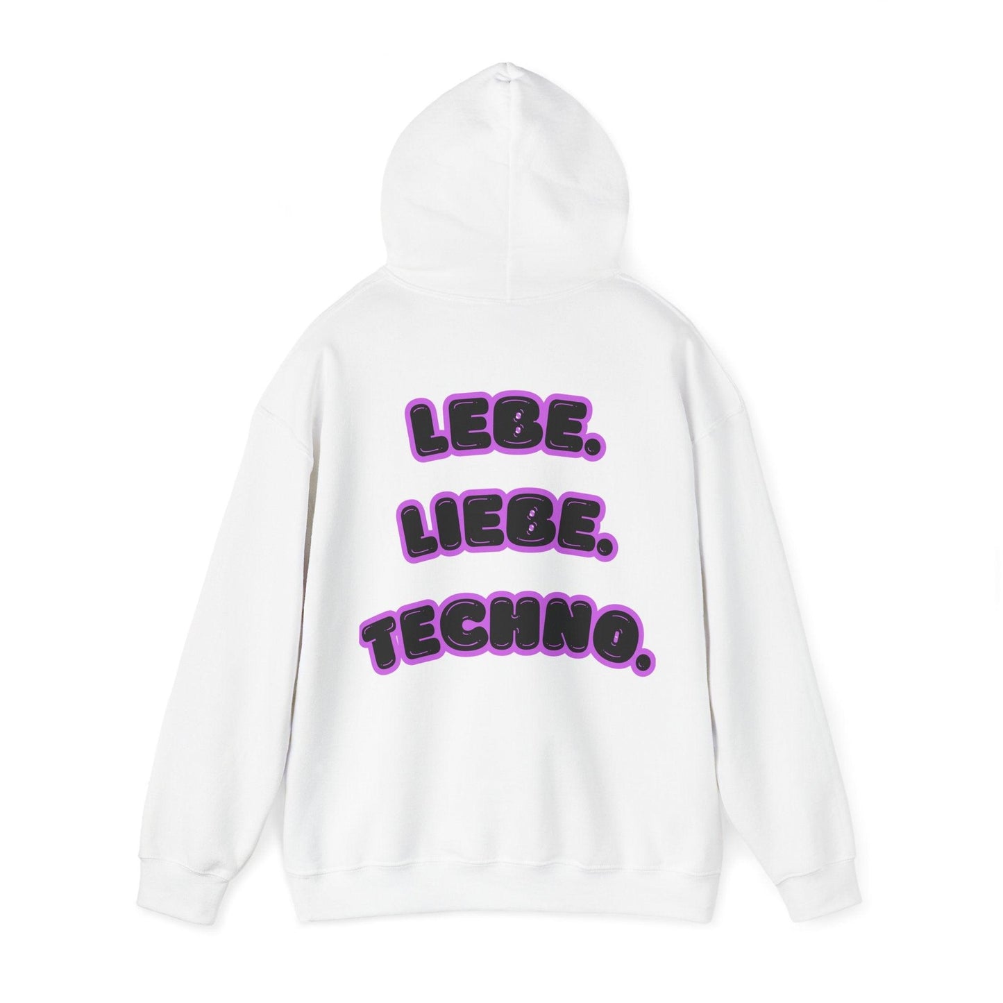 Techno Love Unisex Hoodie - Bassline Merch Slogan Lila Design