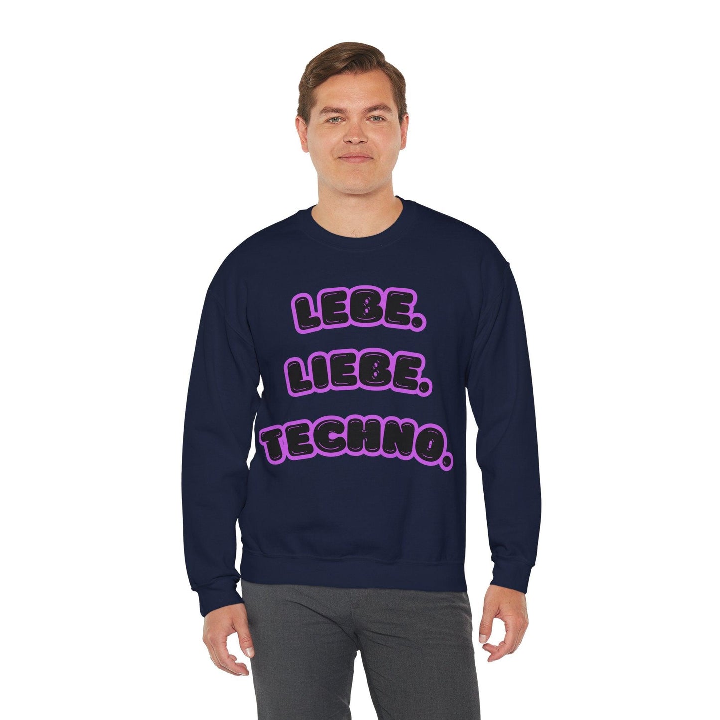 Techno Love Unisex Sweatshirt - Bassline Merch Slogan Lila Design