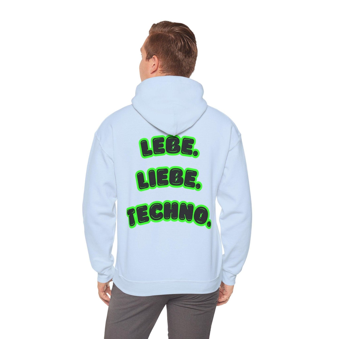 Techno Love Unisex Hoodie - Bassline Merch Slogan Grün Design