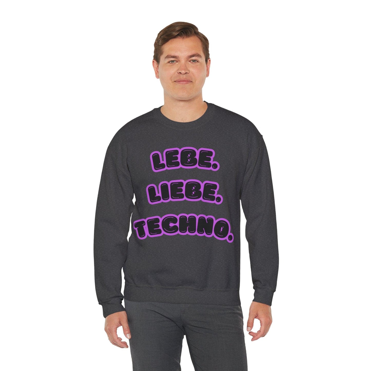 Techno Love Unisex Sweatshirt - Bassline Merch Slogan Lila Design