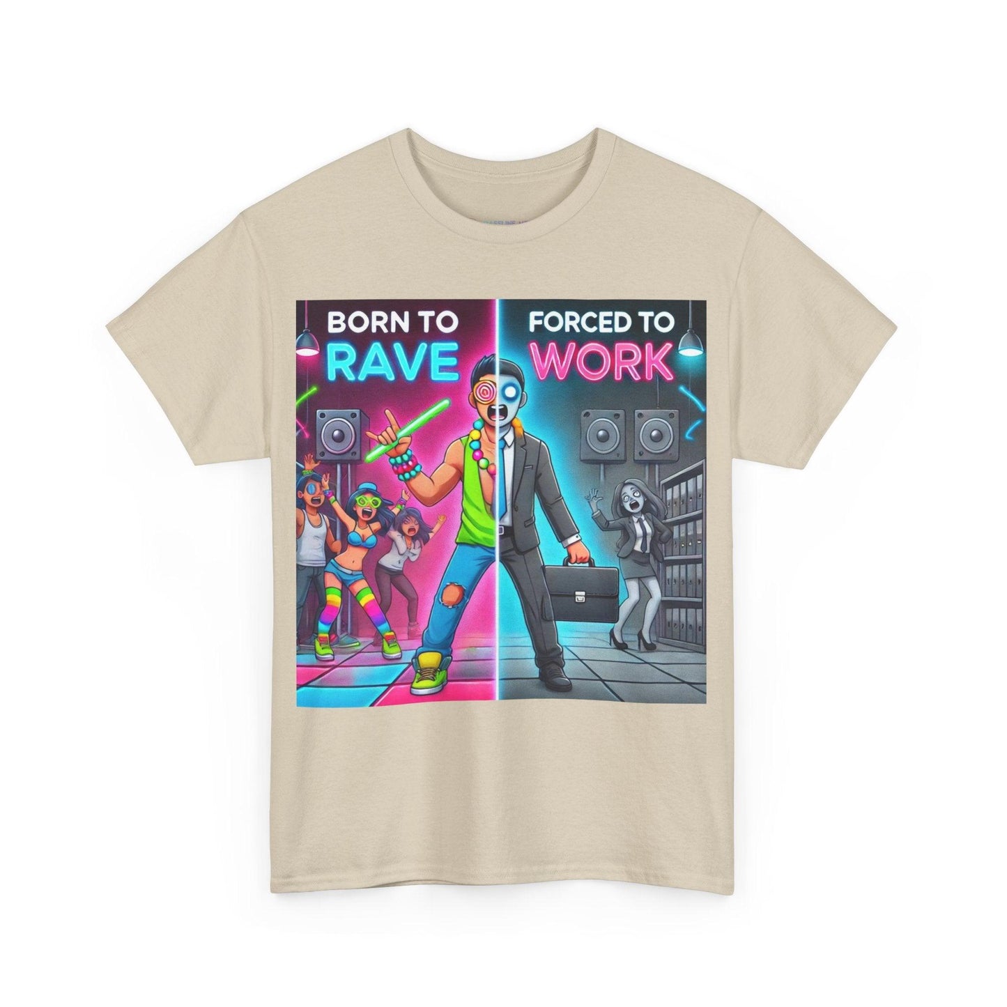 Techno Grafik Unisex T-Shirt - Rave vs Work Split