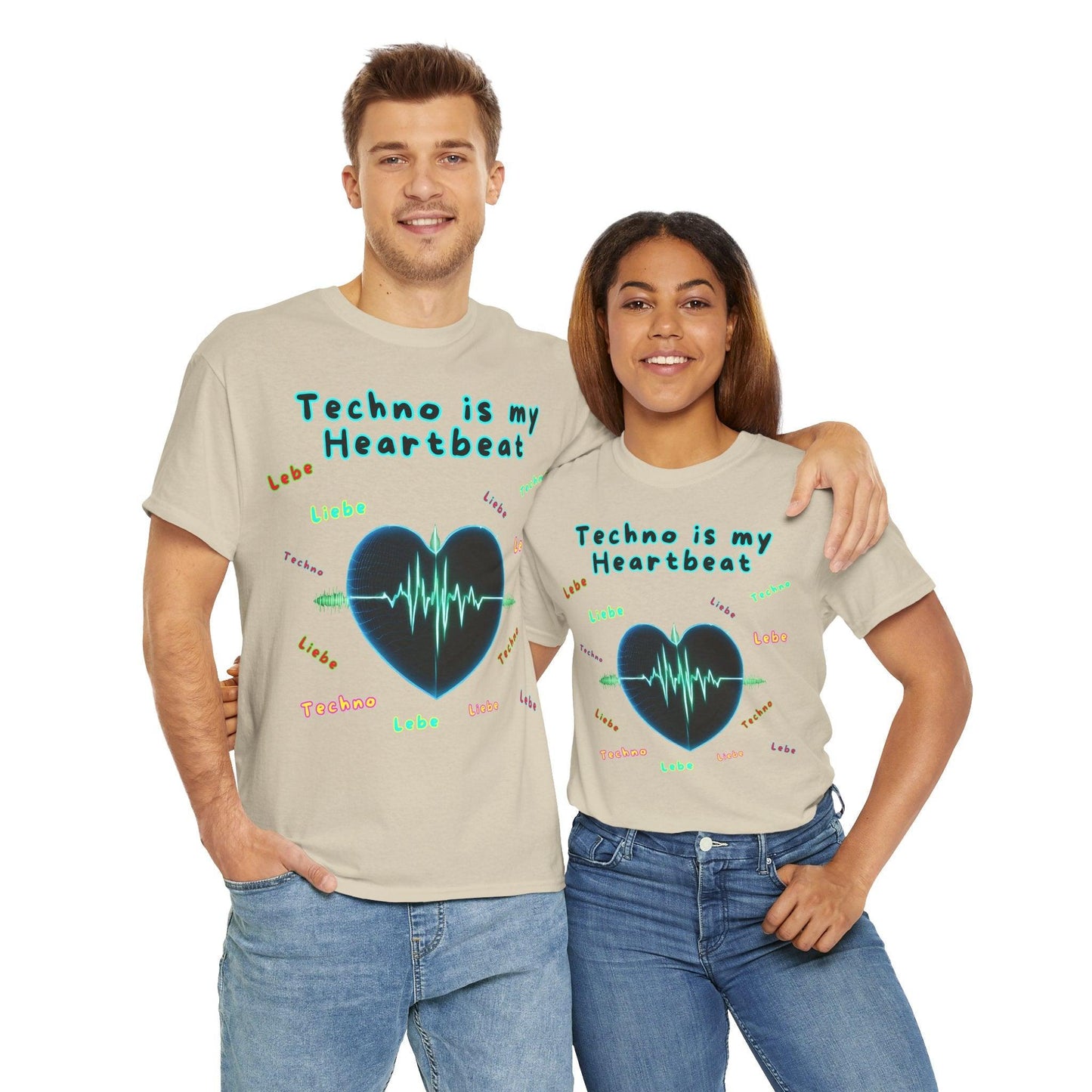 Techno Herzschlag Unisex T-Shirt - Neon Heart Design