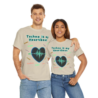 Techno Herzschlag Unisex T-Shirt - Neon Heart Design