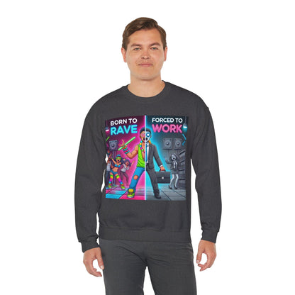 Techno Grafik Unisex Sweatshirt - Rave vs Work Split