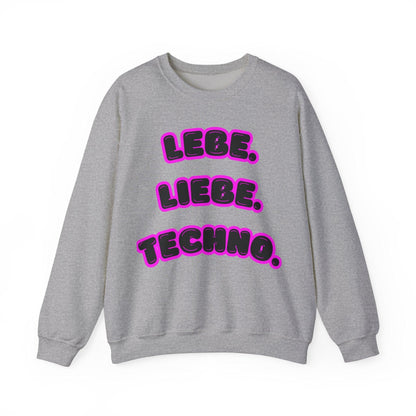 Techno Love Unisex Sweatshirt - Bassline Merch Slogan Pink Design