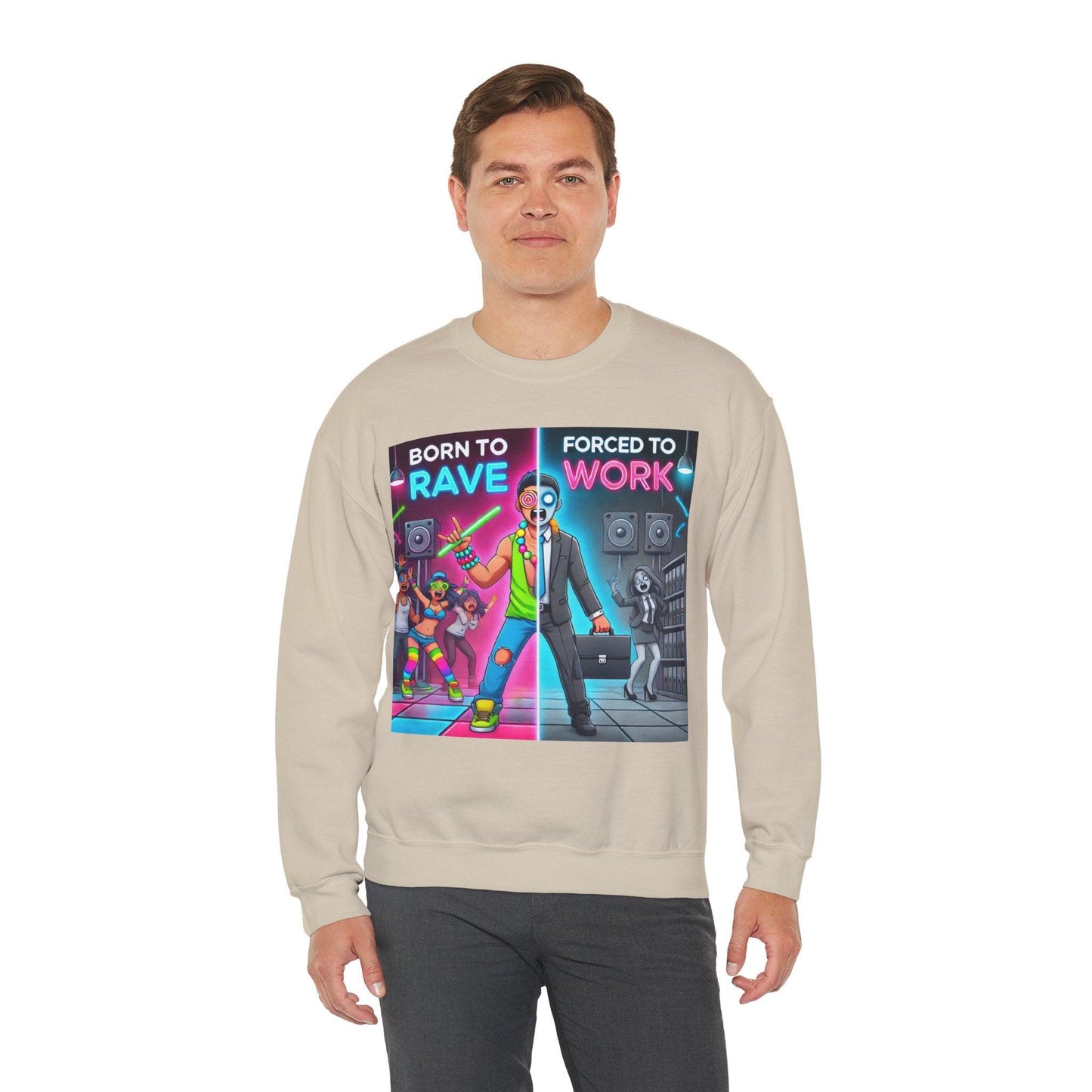 Techno Grafik Unisex Sweatshirt - Rave vs Work Split