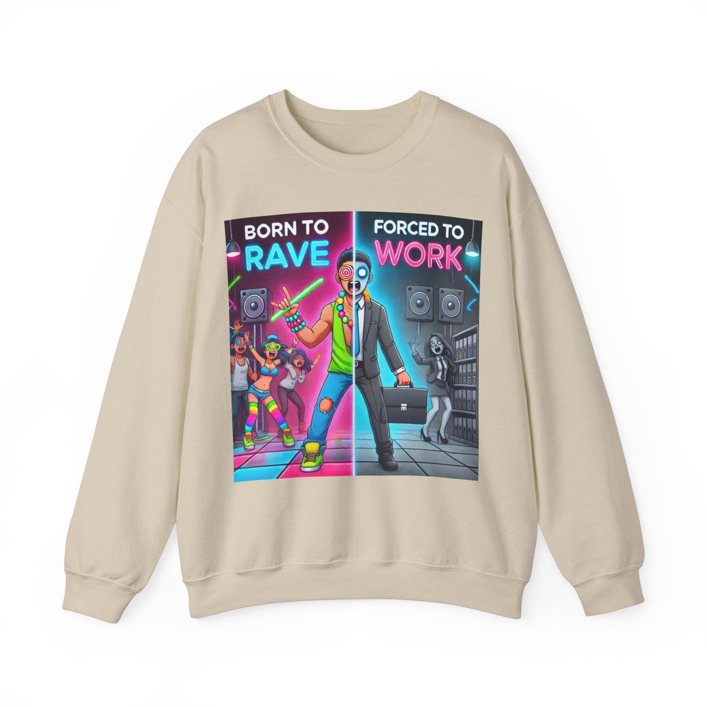 Techno Grafik Unisex Sweatshirt - Rave vs Work Split