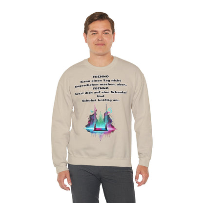 Techno Swing Unisex Sweatshirt - Schaukel mit Lichtern und Frequenzlinien Design