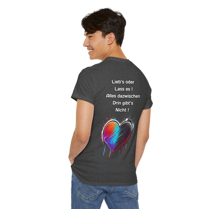 Techno Split Heart Unisex T-Shirt Rückseite - Lieb's oder lass es