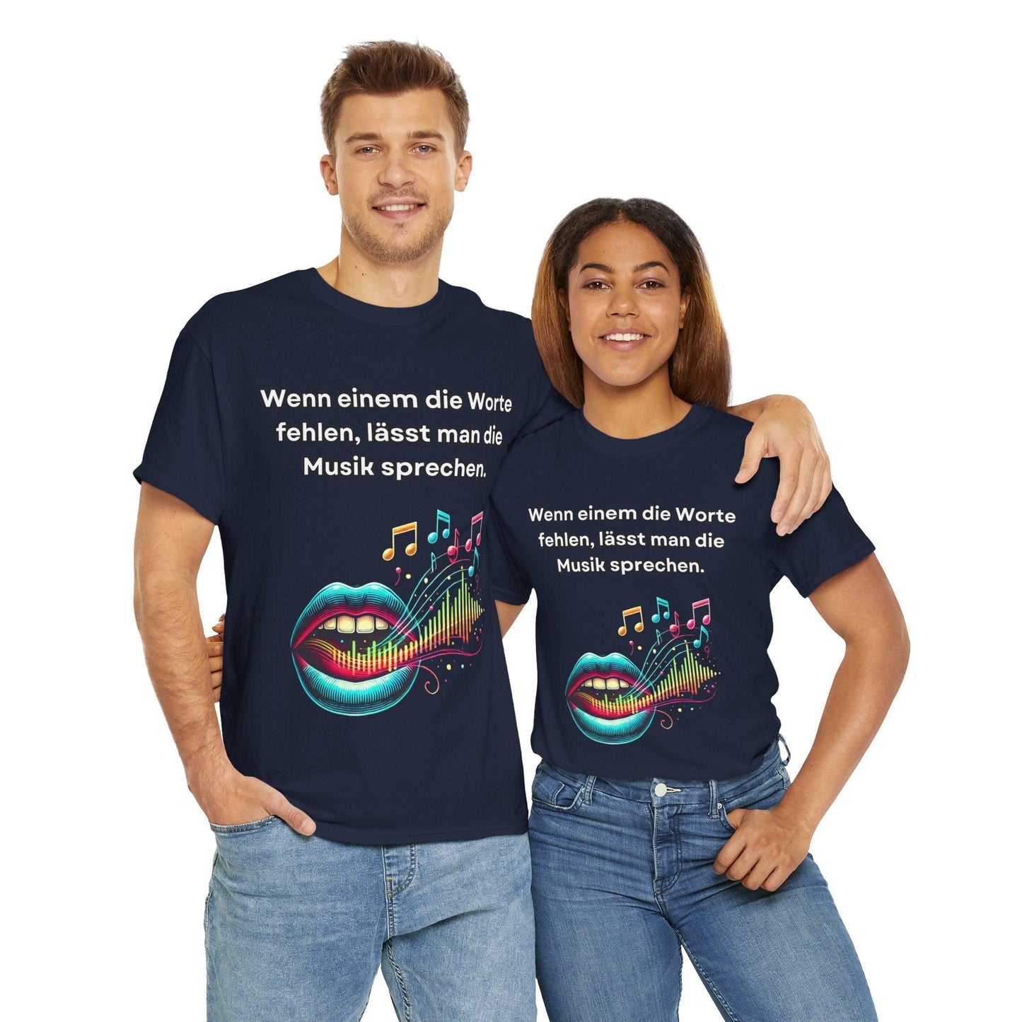 Musik Noten Unisex T-Shirt - Wenn Wörter fehlen, spricht die Musik