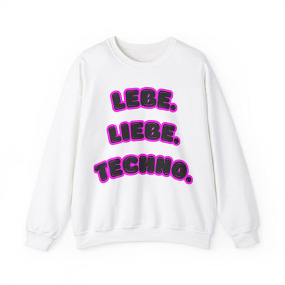 Techno Love Unisex Sweatshirt - Bassline Merch Slogan Pink Design