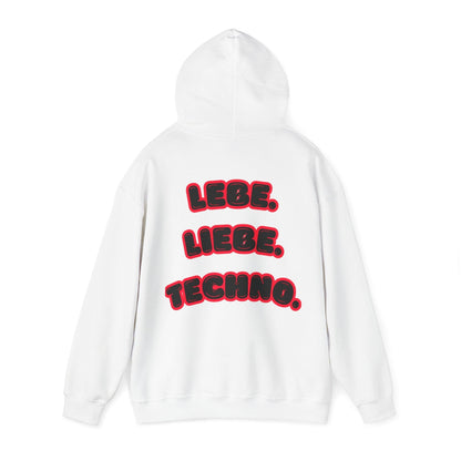 Techno Love Unisex Hoodie - Bassline Merch Slogan Rot Design
