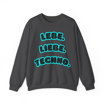 Techno Love Unisex Sweatshirt - Bassline Merch Slogan Hellblau Design