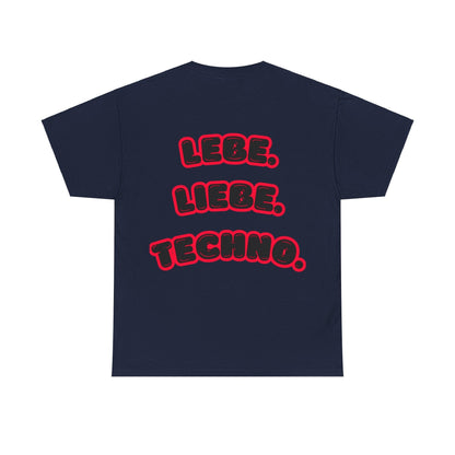 Techno Love Unisex Fan T-Shirt - Bassline Merch Slogan Rot Design