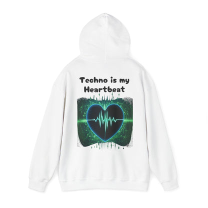 Techno Herzschlag Unisex Hoodie - Neon Heart Design