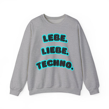Techno Love Unisex Sweatshirt - Bassline Merch Slogan Hellblau Design