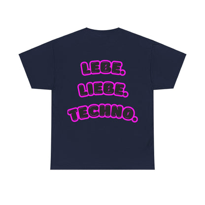 Techno Love Unisex Fan T-Shirt - Bassline Merch Slogan Pink Design