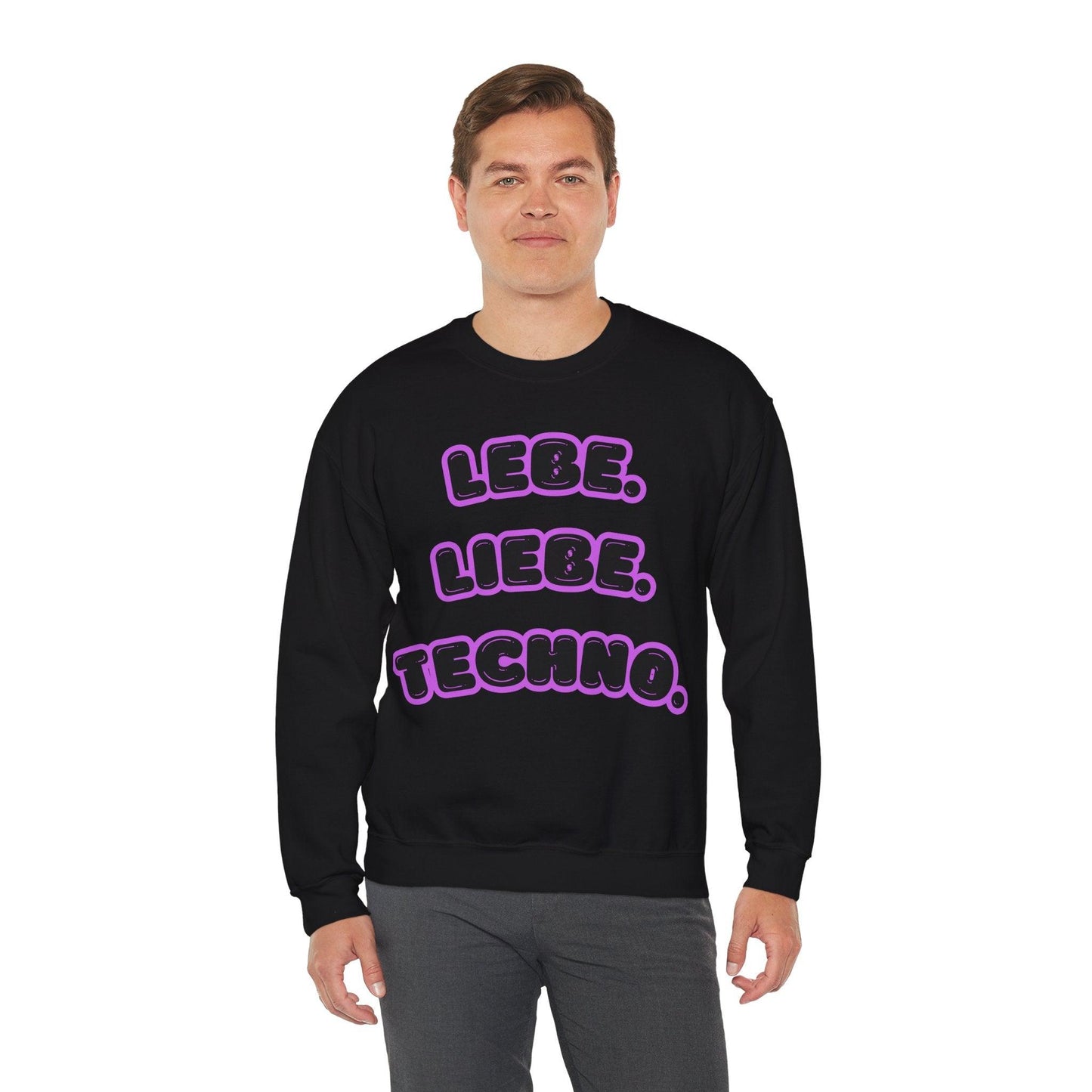 Techno Love Unisex Sweatshirt - Bassline Merch Slogan Lila Design