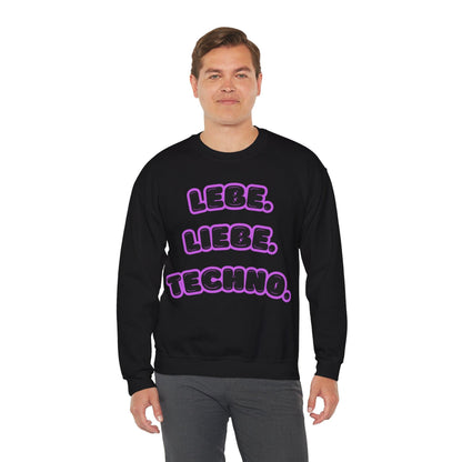 Techno Love Unisex Sweatshirt - Bassline Merch Slogan Lila Design