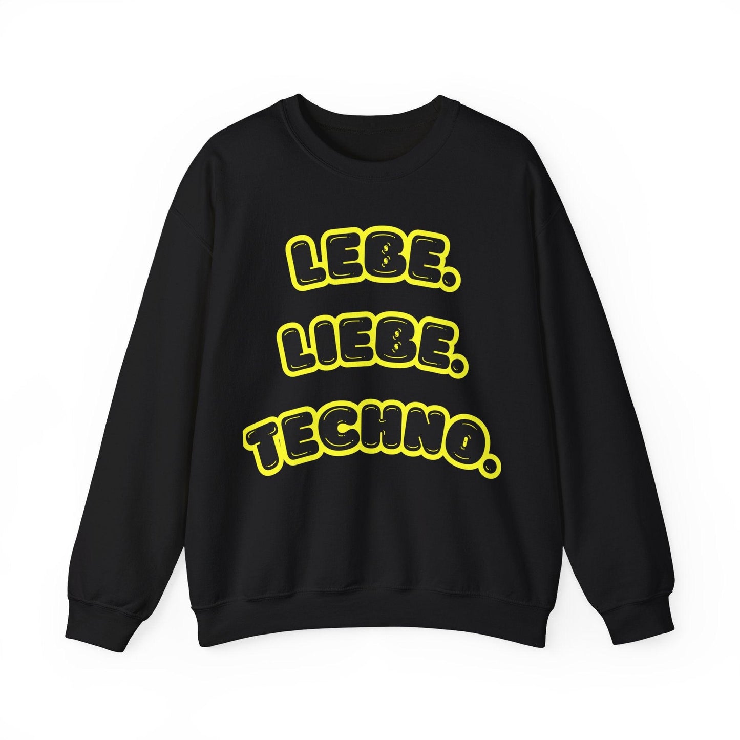 Techno Love Unisex Sweatshirt - Bassline Merch Slogan Gelb Design