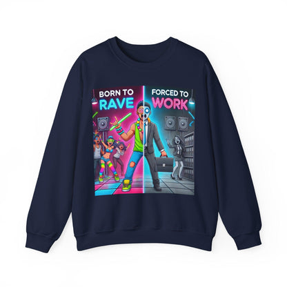 Techno Grafik Unisex Sweatshirt - Rave vs Work Split