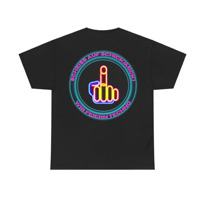 Techno Rave Neon Mittelfinger Unisex T-Shirt Rückseite