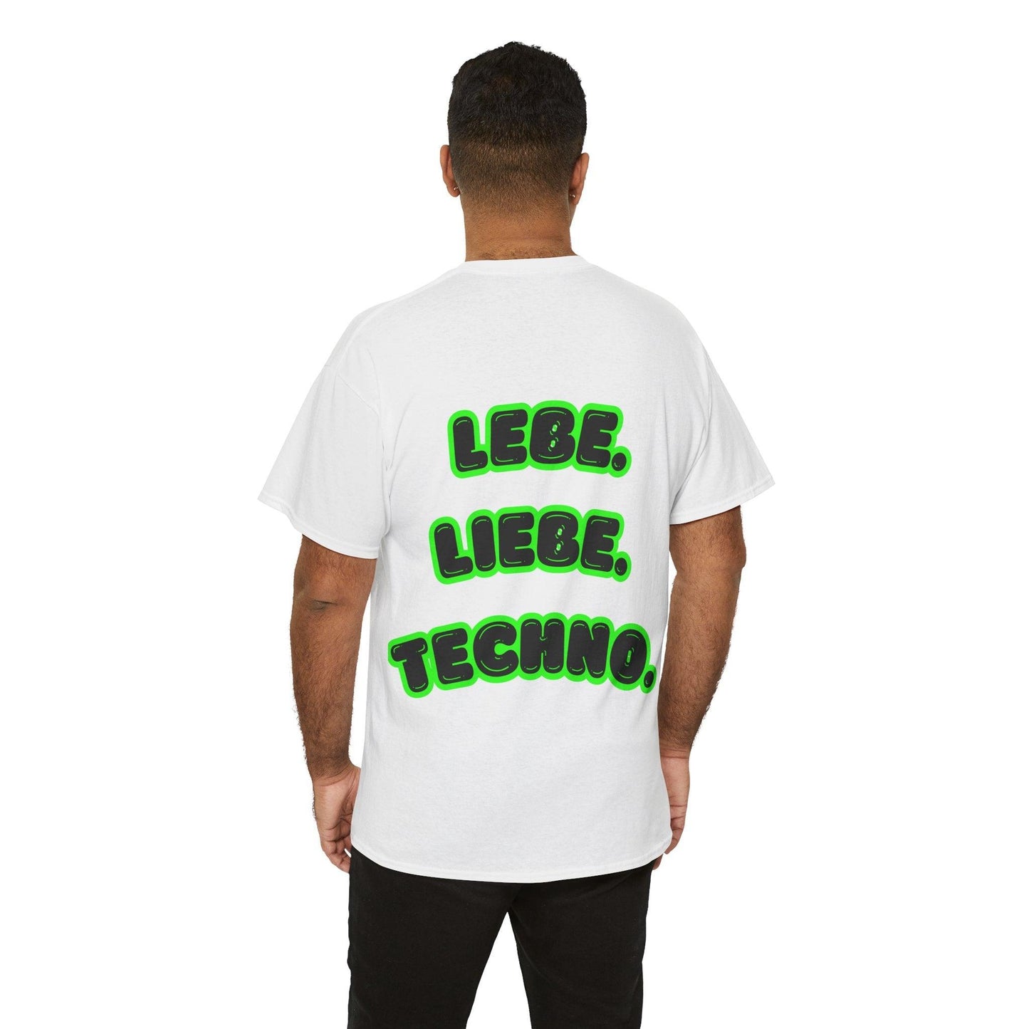 Techno Love Unisex Fan T-Shirt - Bassline Merch Slogan Grün Design
