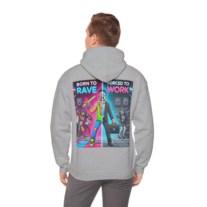 Techno Grafik Unisex Hoodie - Rave vs Work Split