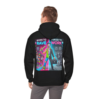 Techno Grafik Unisex Hoodie - Rave vs Work Split