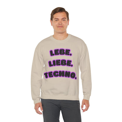 Techno Love Unisex Sweatshirt - Bassline Merch Slogan Lila Design