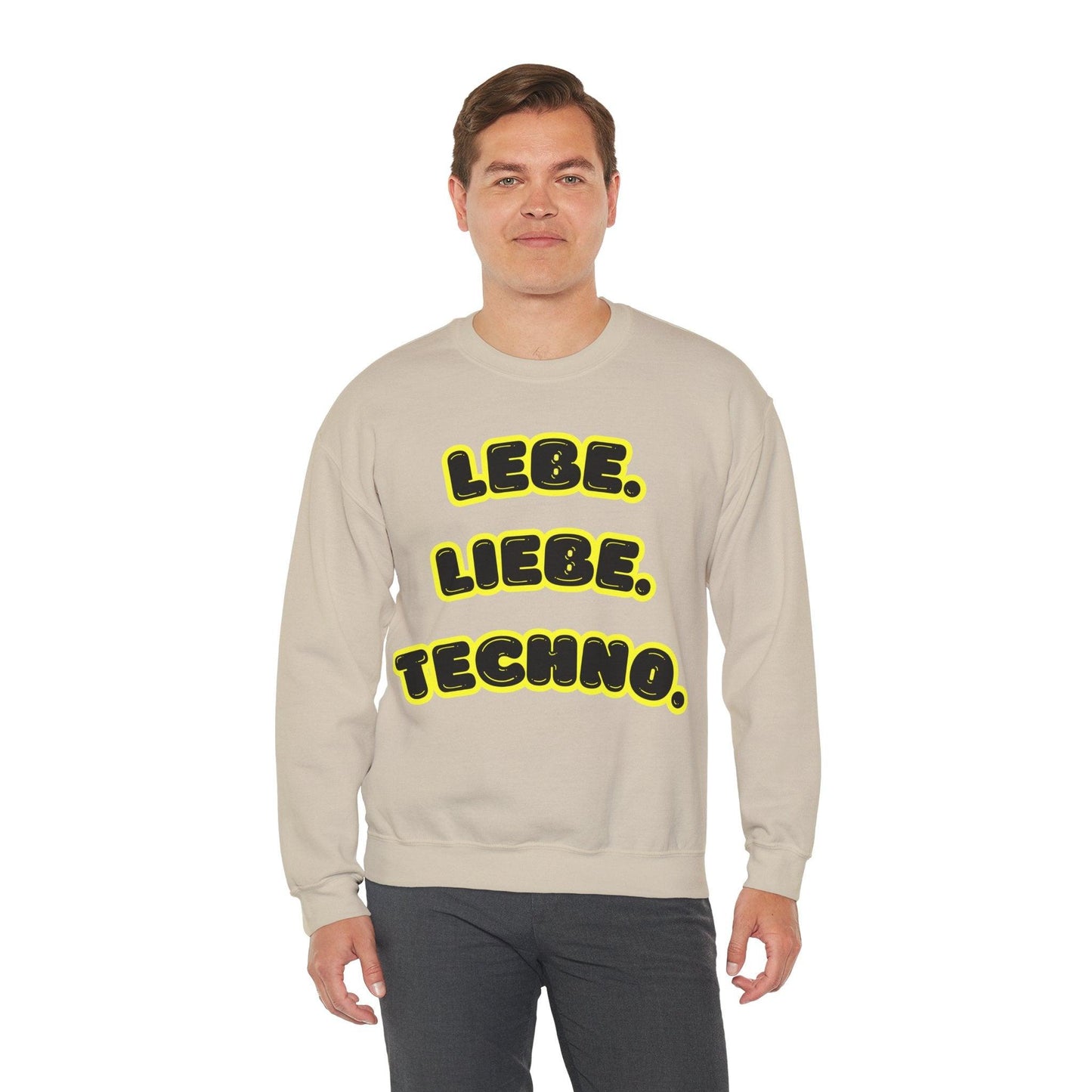 Techno Love Unisex Sweatshirt - Bassline Merch Slogan Gelb Design
