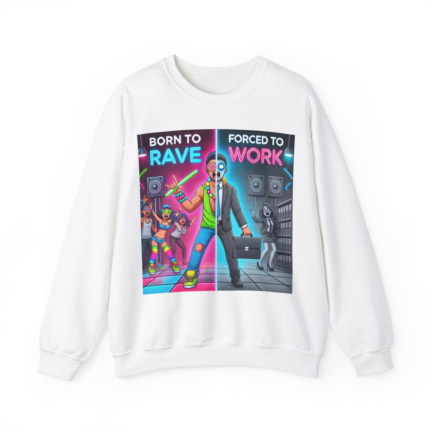 Techno Grafik Unisex Sweatshirt - Rave vs Work Split
