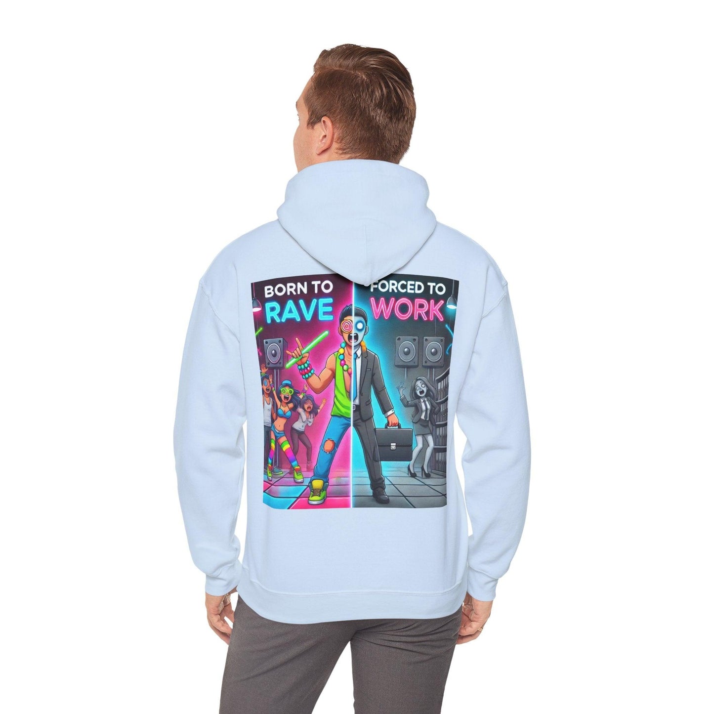 Techno Grafik Unisex Hoodie - Rave vs Work Split