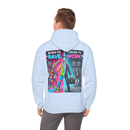 Techno Grafik Unisex Hoodie - Rave vs Work Split