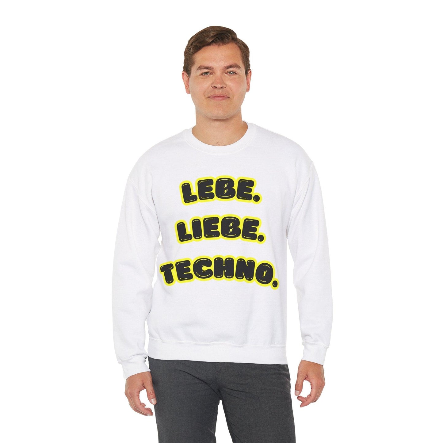 Techno Love Unisex Sweatshirt - Bassline Merch Slogan Gelb Design