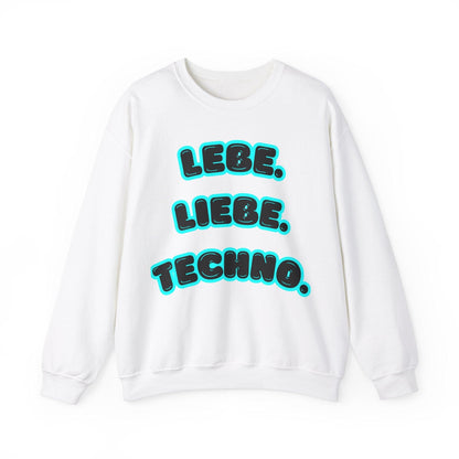 Techno Love Unisex Sweatshirt - Bassline Merch Slogan Hellblau Design