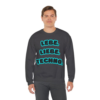 Techno Love Unisex Sweatshirt - Bassline Merch Slogan Hellblau Design