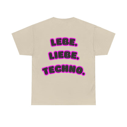 Techno Love Unisex Fan T-Shirt - Bassline Merch Slogan Pink Design