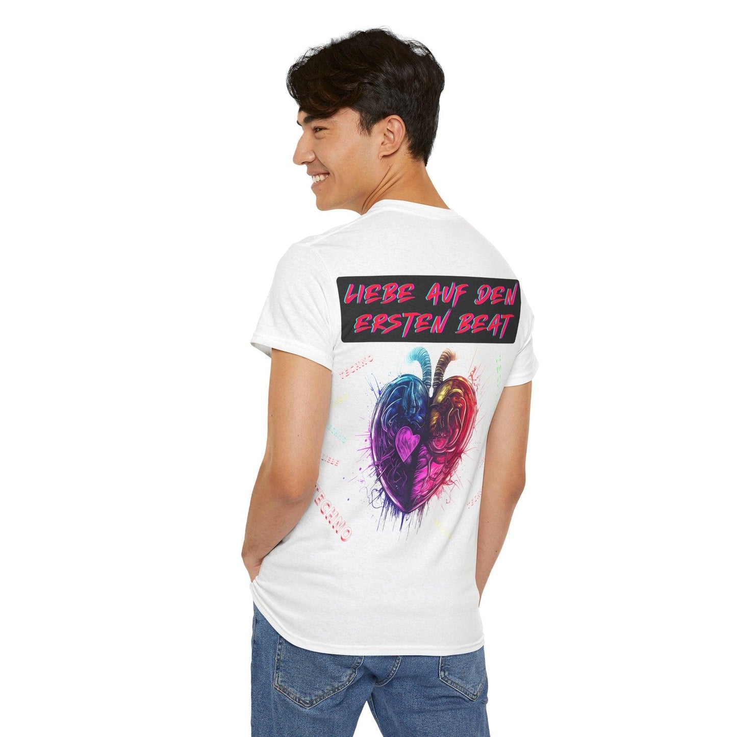 Techno Love Unisex T-Shirt Rückseite - Liebe auf ersten Beat